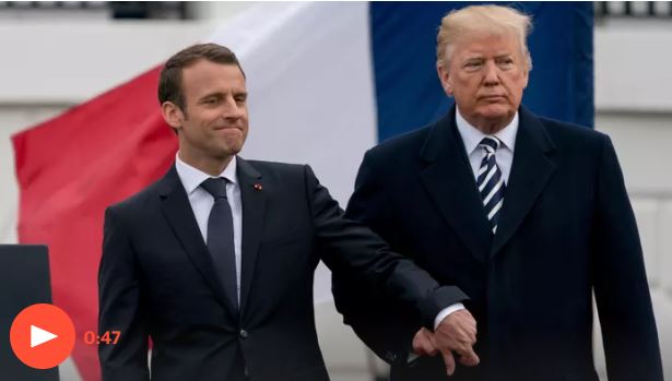 ▲ 마크롱 프랑스 대통령(왼쪽)과 트럼프 미국 대통령 ⓒ유투브 화면 캡쳐