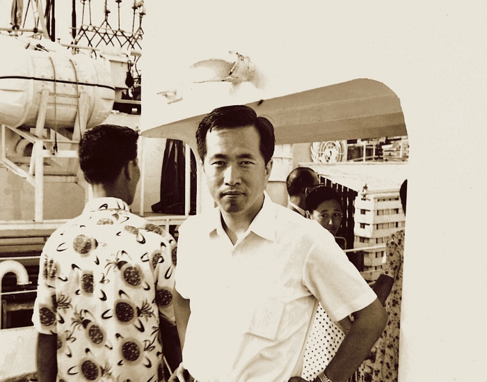▲1969년 8월, 동원의 최초 어선인 '제31동원호' 출어식에 참석한 김재철 동원그룹 회장. ⓒ동원그룹