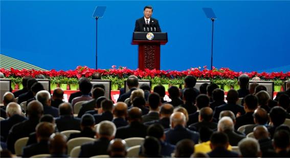▲ 4월 26일 중국 일대일로 국제협력 정상포럼 개막식에서 시진핑 중국 국가주석이 개막 연설을 하는 모습ⓒ로이터 홈페이지 캡처
