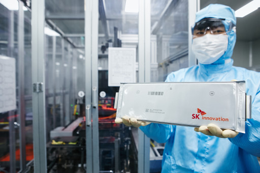 ▲자동차용 배터리 셀. ⓒSK이노베이션