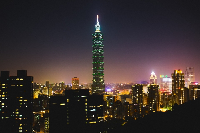 ▲티이완의 상징이 된 타이베이의 101 타워 야경ⓒpixabay