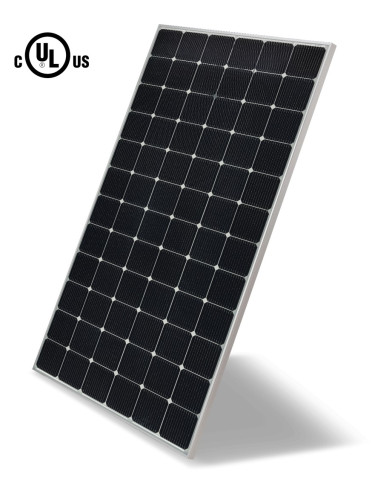 ▲사진은 'UL1703'인증을 받은 LG전자 '양면발전 태양광 모듈' 제품 이미지(모델명:LG425N2T-V5). ⓒLG전자
