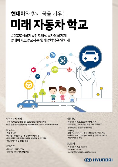 ▲현대자동차, 중학교 자유학기제 특화 프로그램 2020년 1학기 참여 학교 모집 포스터 ⓒ현대자동차