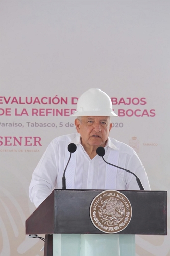 ▲이달 초 도스보카스 정유 프로젝트 현장을 방문한 안드레스 마누엘 멕시코 대통령 ⓒ삼성엔지니어링