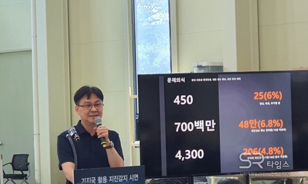 ▲이상진 SKT 5GX Infra BM팀장이 한국에스지에스 동탄시험소에서 '지진관측 네트워크' 시범 구축 관련 설명하는 모습.