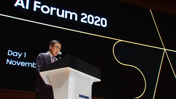 ▲'삼성 AI 포럼 2020'에서 개회사를 하고 있는 김기남 대표이사(부회장). ⓒ삼성전자
