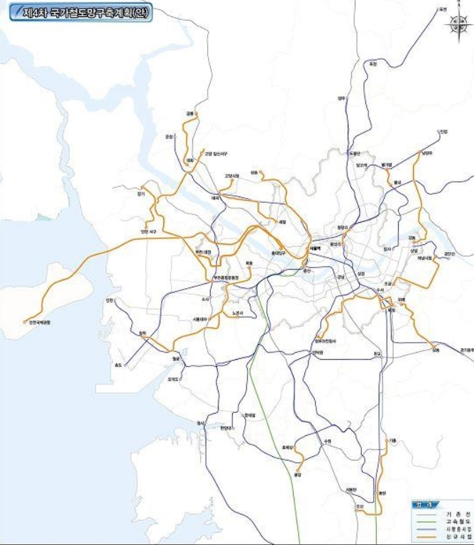 ▲ 지난 22일 공개된 제4차 국가철도망 구축계획안 ⓒ한국교통연구원