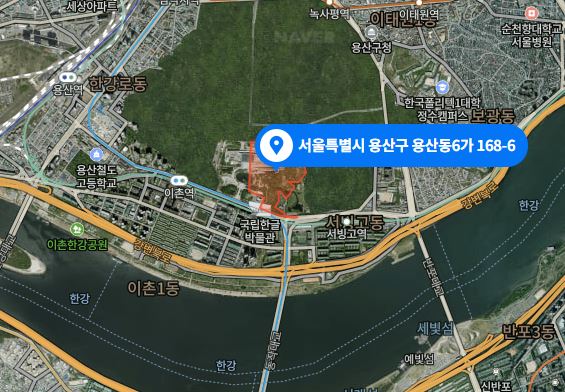▲서울 용산구 내 문체부 소유 부지 ⓒ네이버 지도