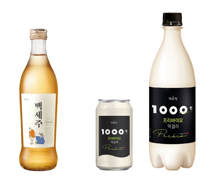 ▲ 국순당 백세주, 1000억 프리바이오 막걸리 이미지. ⓒ국순당