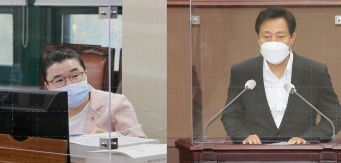 ▲김소영 서울시의원(민생당, 비례)과 오세훈 서울시장(오른쪽) ⓒ서울시의회