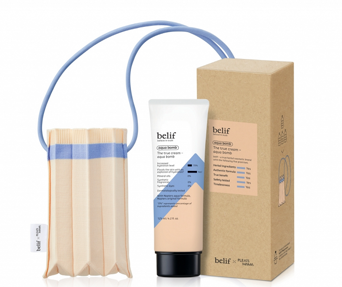 ▲LG생활건강이 에코 라이프 스타일 브랜드인 '플리츠 마마'와 협업 출시한 빌리프 '더 트루 크림 – 아쿠아 밤 점보' 제품. ⓒLG생활건강