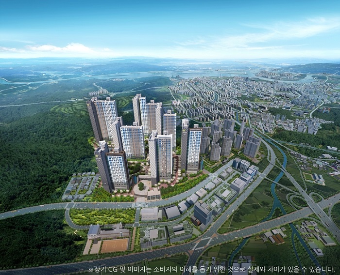 ▲춘천시 동내면 학곡지구 모아엘가 그랑데 투시도. ⓒ한아건설