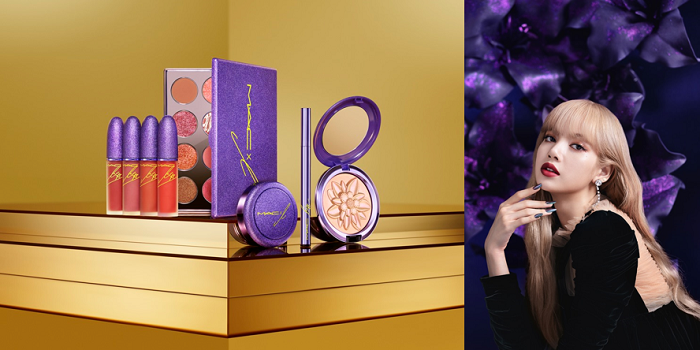 ▲맥 바이 엘 컬렉션 제품 모습(왼쪽)과 블랙핑크 리사의 화보. ⓒ롯데쇼핑