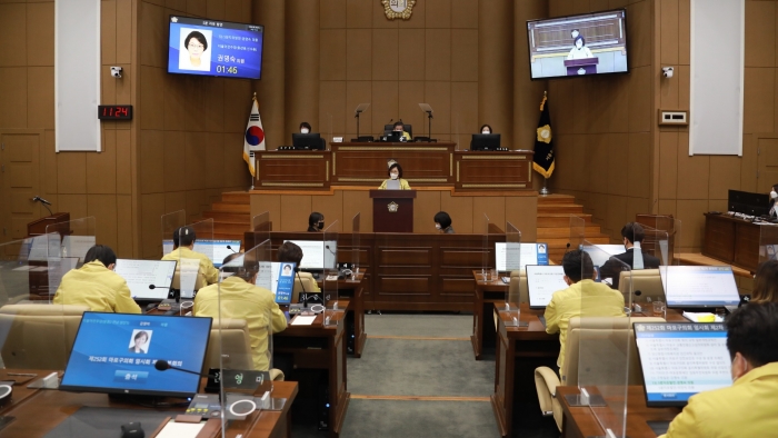▲마포구의회 권영숙 의원(더불어민주당) 5분 자유발언 모습 ⓒ마포구의회