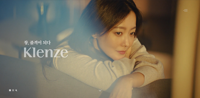 ▲클렌체 전용 홈페이지에서 볼 수 있는 배우 김희선이 출연한 KCC 클렌체 광고. ⓒKCC