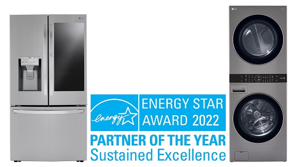 ▲에너지스타 인증을 받은 LG 인스타뷰(LG InstaView) 냉장고(왼쪽)와 LG 워시타워. ⓒLG전자