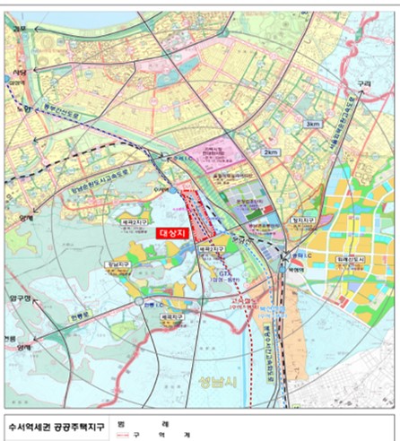 ▲수서역세권 위치도 및 토지이용계획도. ⓒLH