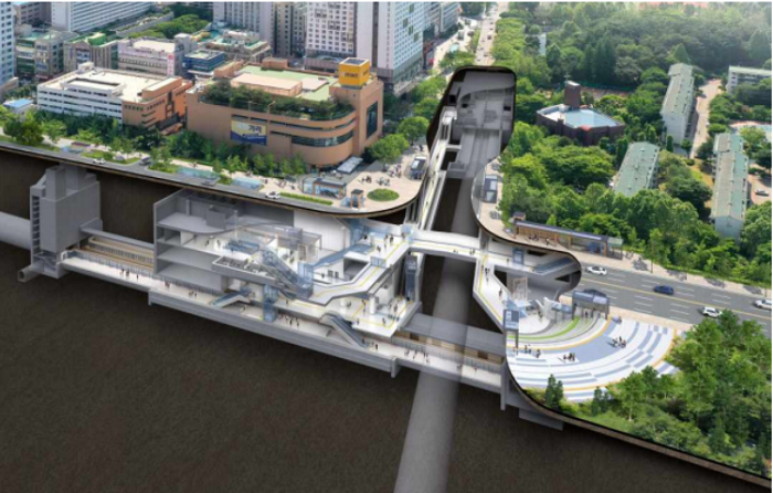 ▲941정거장(가칭, 고덕역 환승) 투시도. ⓒ국토교통부