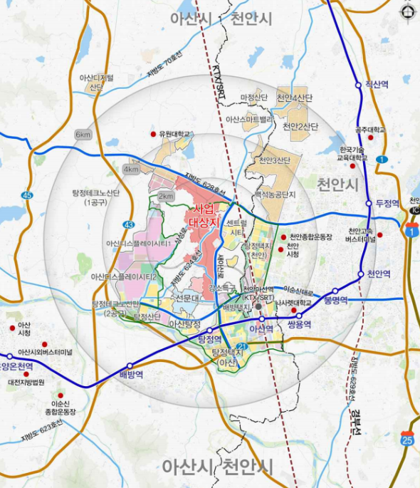 ▲아산탕정2 도시개발사업 위치도 ⓒ국토교통부