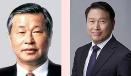 ▲고 최종현 SK그룹 선대회장(왼쪽)과 최태원 SK그룹 회장. ⓒSK그룹