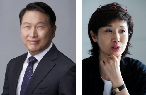 ▲최태원 SK그룹 회장(왼쪽)과 노소영 아트센터 나비 관장. ⓒSR타임스