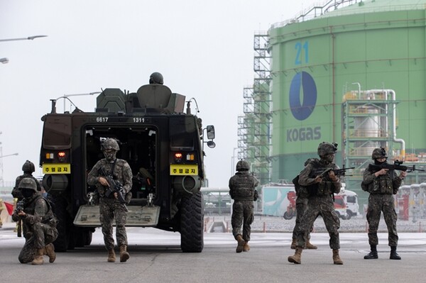 ▲2023년 재난대응 안전한국훈련이 실시된 인천기지본부 현장 모습. ⓒ한국가스공사