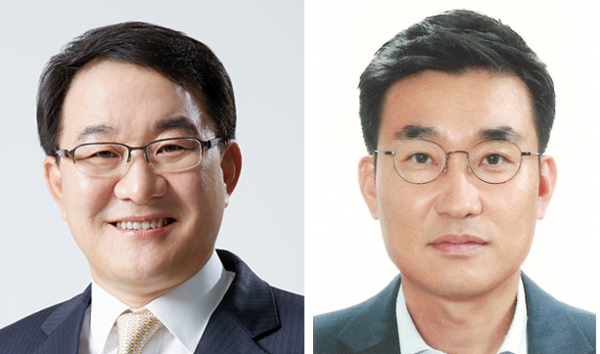 ▲김재옥 동원F&B 부회장(사진 왼쪽)과 이영상 동원홈푸드 축육부문 대표. ⓒ동원그룹