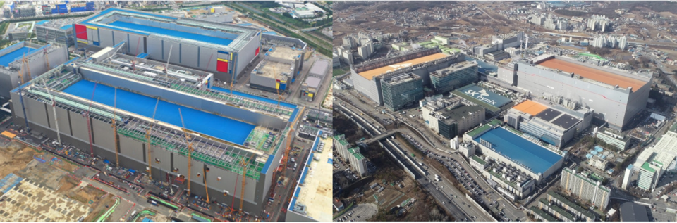 ▲삼성전자 평택2라인(왼쪽)과 SK하이닉스 이천캠퍼스 전경. ⓒ각사