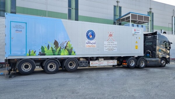 ▲컨테이너형 스마트팜이 출하되는 모습. ⓒ농심