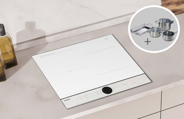 ▲W인덕션을 구매하면 전용 쿡웨어 4종 세트가 증정된다. ⓒ코웨이