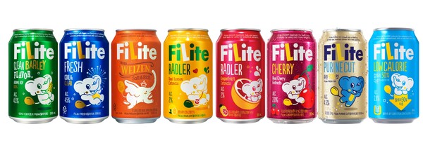 ▲필라이트 역대 제품. ⓒ하이트진로