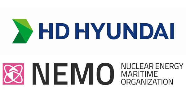 ▲HD현대의 CI와 NEMO(Nuclear Energy Maritime Organization)의 로고. ⓒHD현대