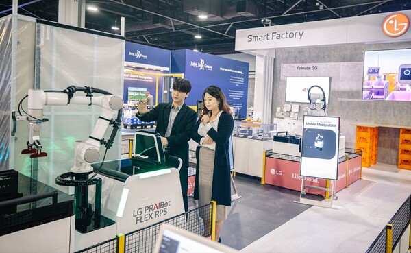 ▲LG전자가 최근 미국 애틀랜타에서 열린 물류 전시회 ‘모덱스 2024’에 참가해 산업용 로봇 라인업을 선보였다. ⓒLG전자