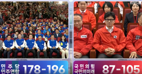 ▲KBS 2024 총선 생방송 뉴스 화면 캡처. ⓒKBS