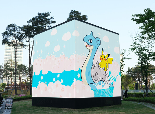 ▲포켓몬 타운의 스토리를 담은 미디어큐브 콘텐츠. ⓒ롯데물산