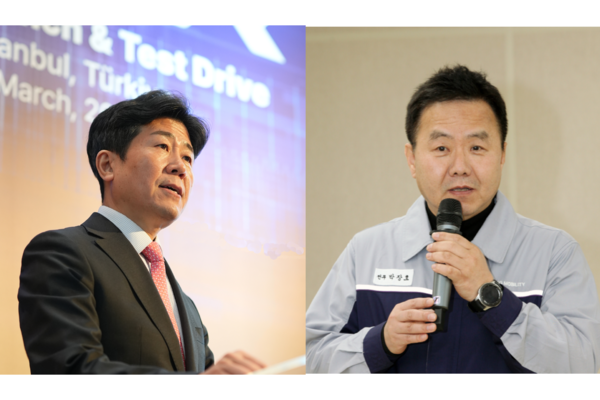 ▲해외사업본부장 황기영 전무와 생산본부장 박장호 전무. ⓒKG모빌리티