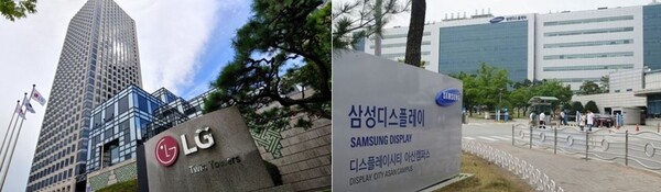 ▲서울 여의도 LG그룹 사옥(왼쪽)·삼성디스플레이 아산공장. ⓒ각사