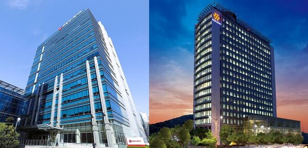 ▲서울 금천구 롯데이노베이트 사옥(왼쪽)과 경기도 과천시 코오롱베니트 사옥. ⓒ각 사