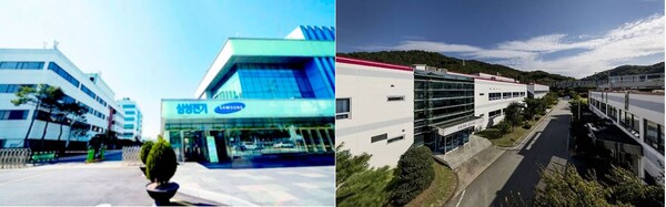 ▲경기도 용인 삼성전기 공장(왼쪽)과 경북 구미시 LG이노텍 공장. ⓒ각 사