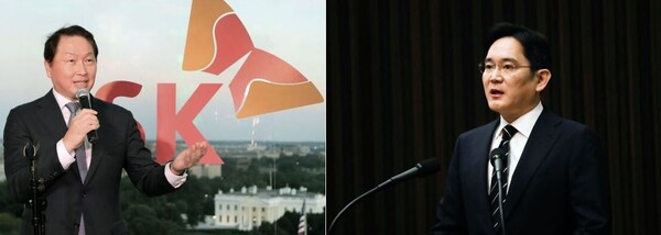 ▲최태원 SK그룹 회장과 이재용 삼성전자 회장. ⓒ각 사