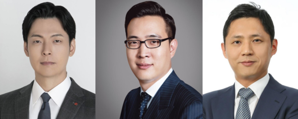 ▲(사진 왼쪽부터) 신유열 롯데지주 미래성장실장 전무, 김동선 한화갤러리아 전략본부장 부사장, 허서홍 GS 미래사업팀장 부사장. ⓒ각 사