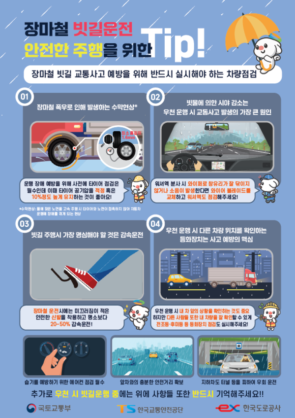 ▲빗길 안전운전 홍보물. ⓒ국토교통부