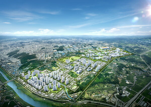 ▲청주테크노폴리스 단지 지난 5월   송절동 3차 사업 용지 분양 조감도.ⓒ청주시