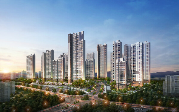 ▲청주 송절지구 도시개발구역의 현대테크노 레이원 시티 아파트 조감도. ⓒ현대엔지니어링