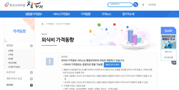 ▲가격정보종합포털 참가격. ⓒ한국소비자원