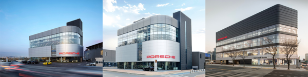 ▲(왼쪽부터) 포르쉐 서비스 센터 일산·대전·대구. ⓒKCC오토그룹