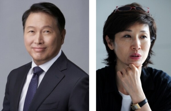 ▲최태원 SK그룹 회장(왼쪽)과 노소영 아트센터 나비 관장.