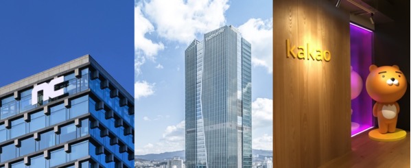 ▲엔씨소프트 판교 R&D센터, 넷마블 신사옥 지타워, 카카오 판교 오피스. ⓒ각 사 제공