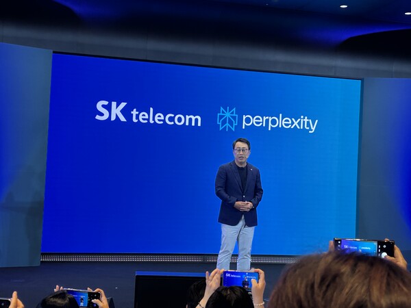 ▲유영상 SK텔레콤 CEO가 4일 SKT 사옥에서 열린 기자간담회에서 발언하고 있다. ⓒ윤서연 기자