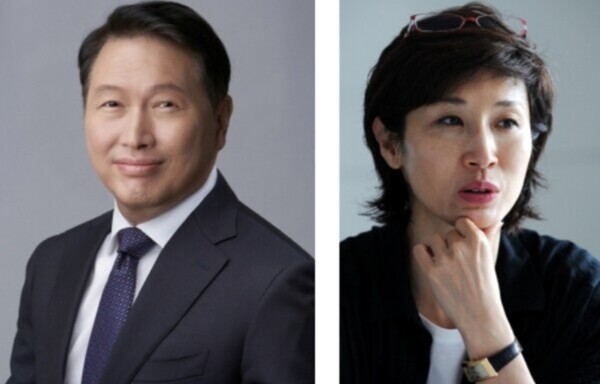 ▲최태원 SK그룹 회장(왼쪽)과 노소영 아트센터 나비 관장.